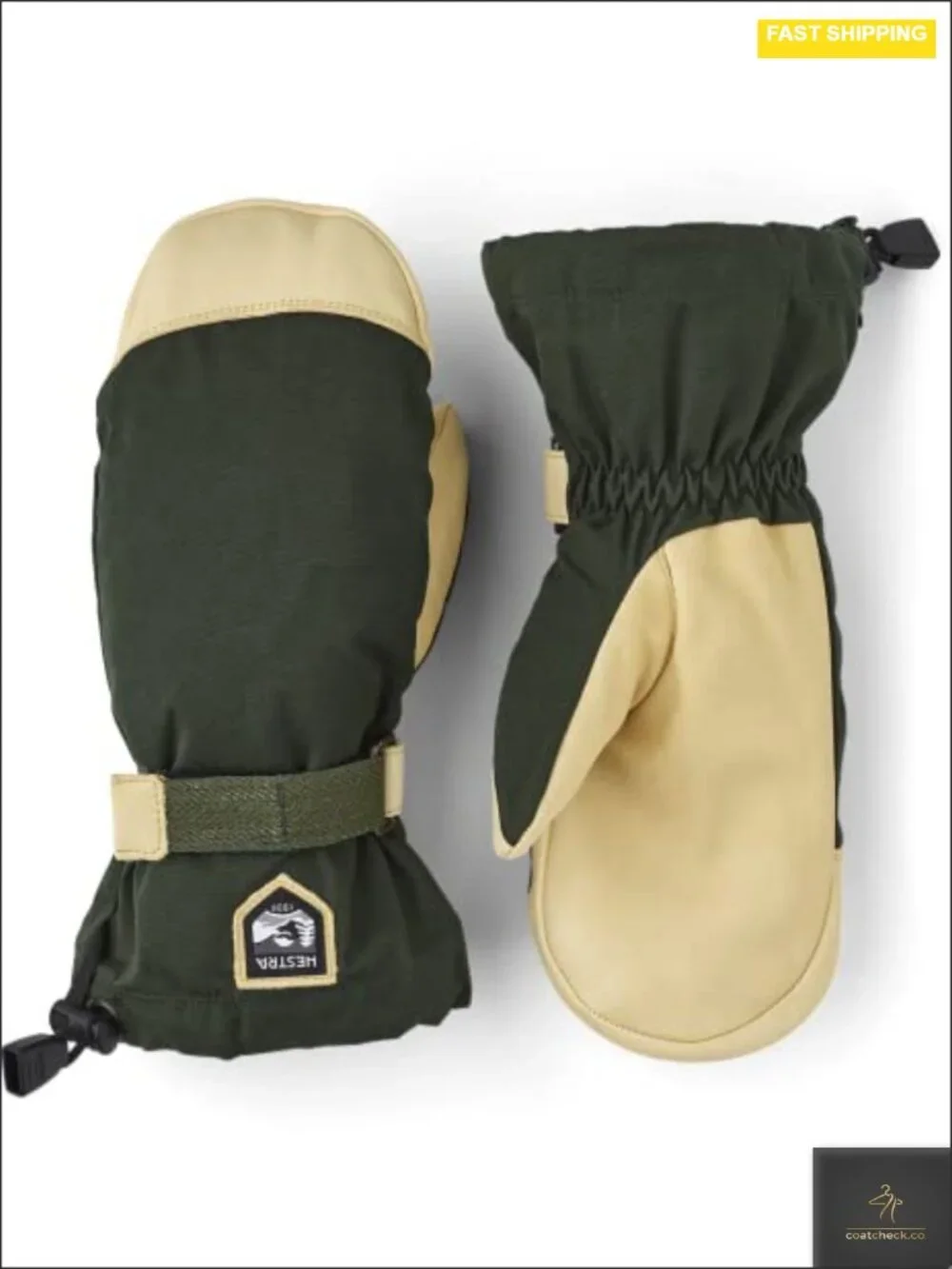 Women's Winter Mittens Waxed Cotton Ecocuir Cowhide Palm Removable Wool Liner